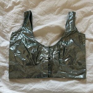 New Green wd Silver metallic choli Indian Pakistani blouse for Sari & lehenga